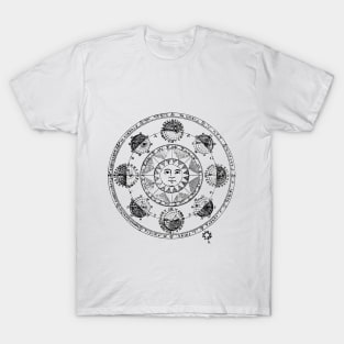 abstract zodiac vintage astrology geometric calendar T-Shirt